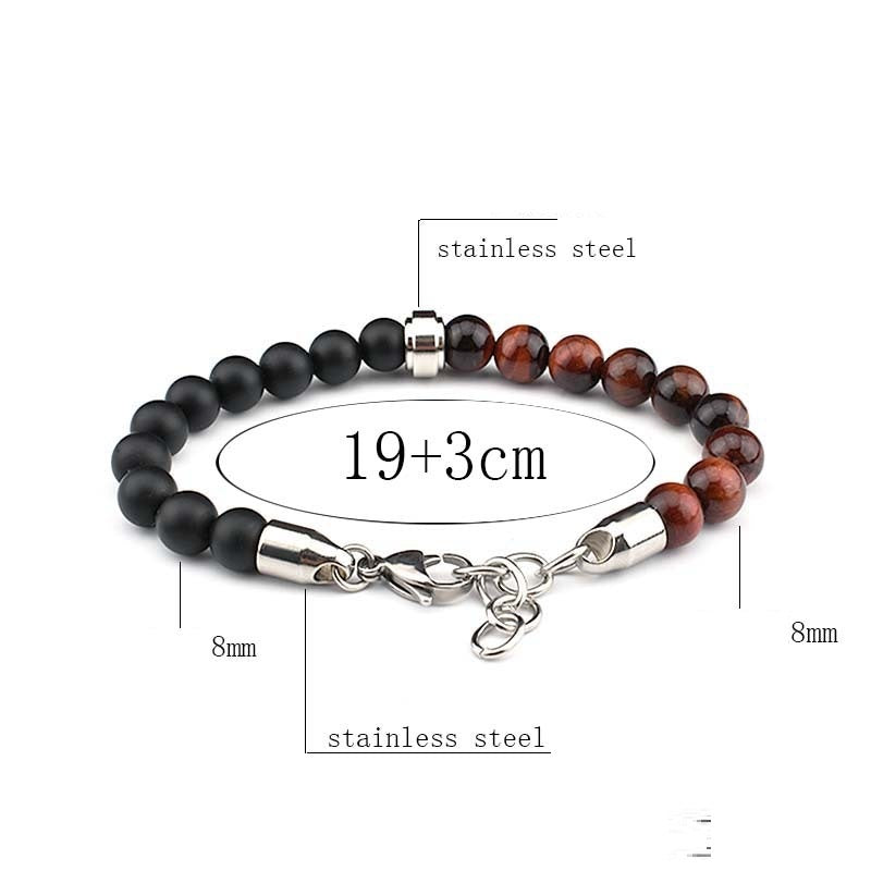 Stainless Steel Natural Stone Bracelets Bangle Men Tiger Eye Stone Bead Bracelet For Men Gift For Him Pulseras Hombre  JS-04