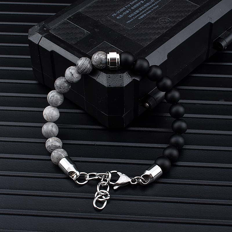 Stainless Steel Natural Stone Bracelets Bangle Men Tiger Eye Stone Bead Bracelet For Men Gift For Him Pulseras Hombre  JS-04